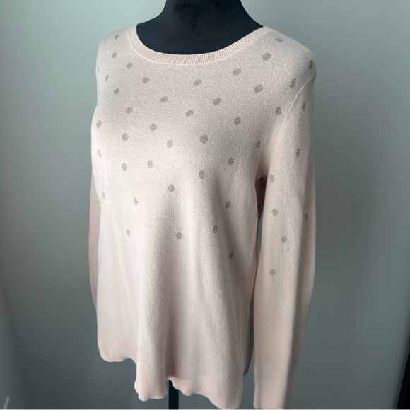 LOFT Light Pink Sweater with Gold Dotted Design - L - Picture 3 of 8